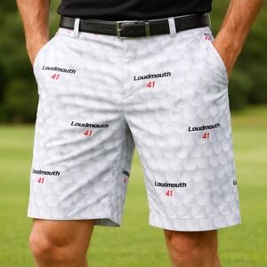 Loudmouth Golf Shorts Mens 42 All‎ Over Golf Ball Print Funky Fun Novelty Sports